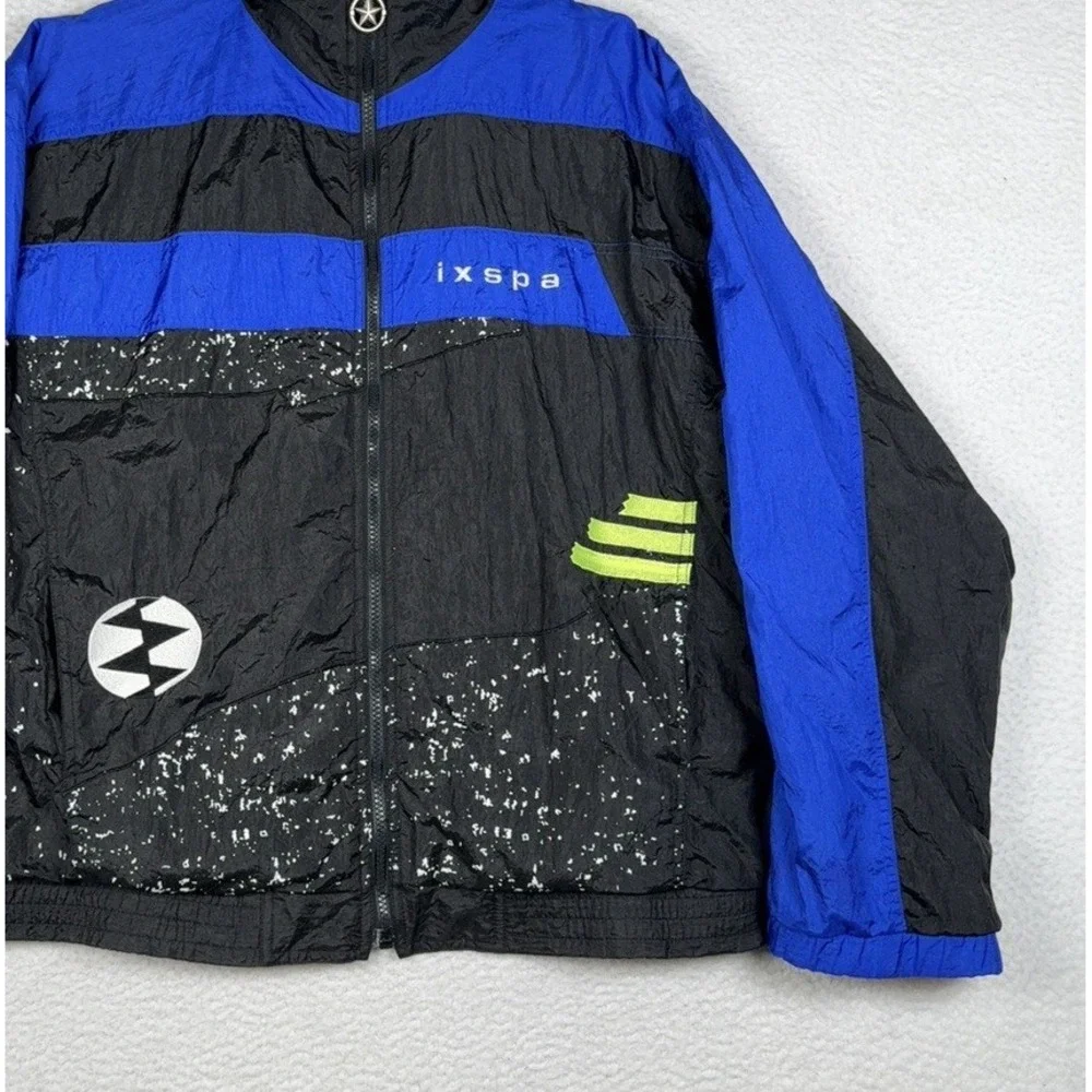 Vintage 90s IXSPA Windbreaker Jacket Black Blue - Men's Medium (Fits Roomy)